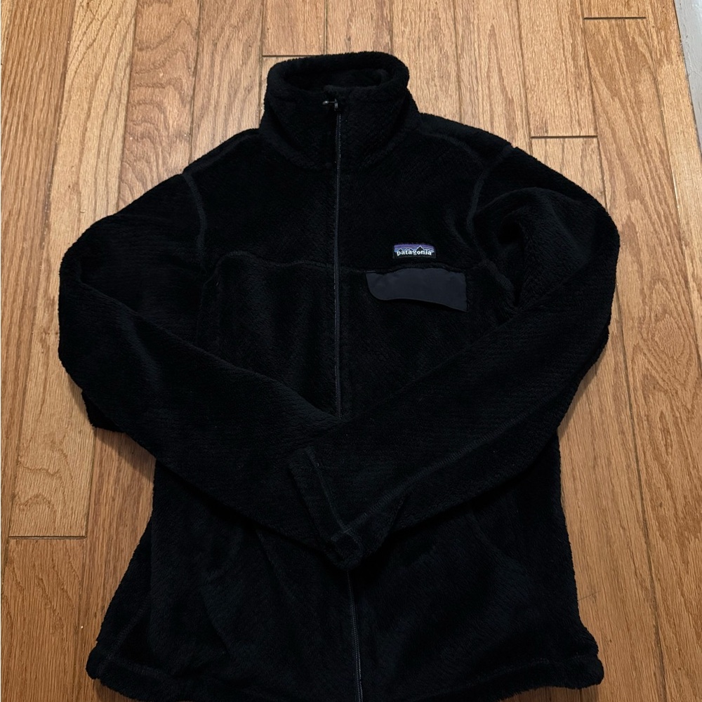 Patagonia Black Fleece Jacket with Logo Patch